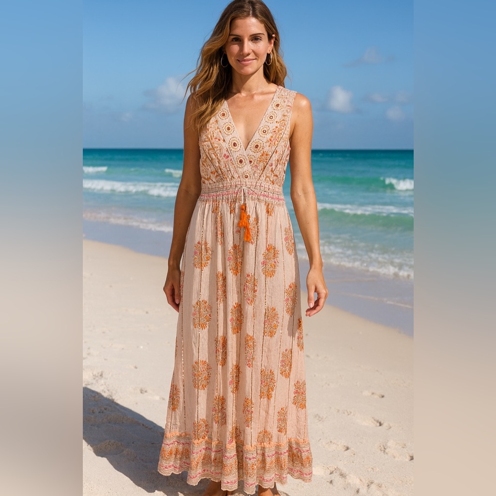 Ananta Boho Beautiful Metallic threaded MAXI~Made in India~BRAND NEW - Picture 2 of 16